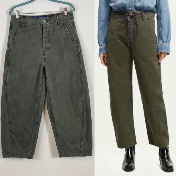 Scotch & Soda The Pip Ultility Chinos Barrel Leg Olive Green Size 29 X 32